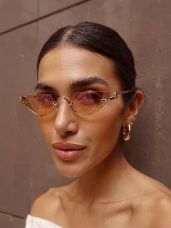 New Gucci Yellow Gold Cat Eye Women Sunglasses GG1603S 004